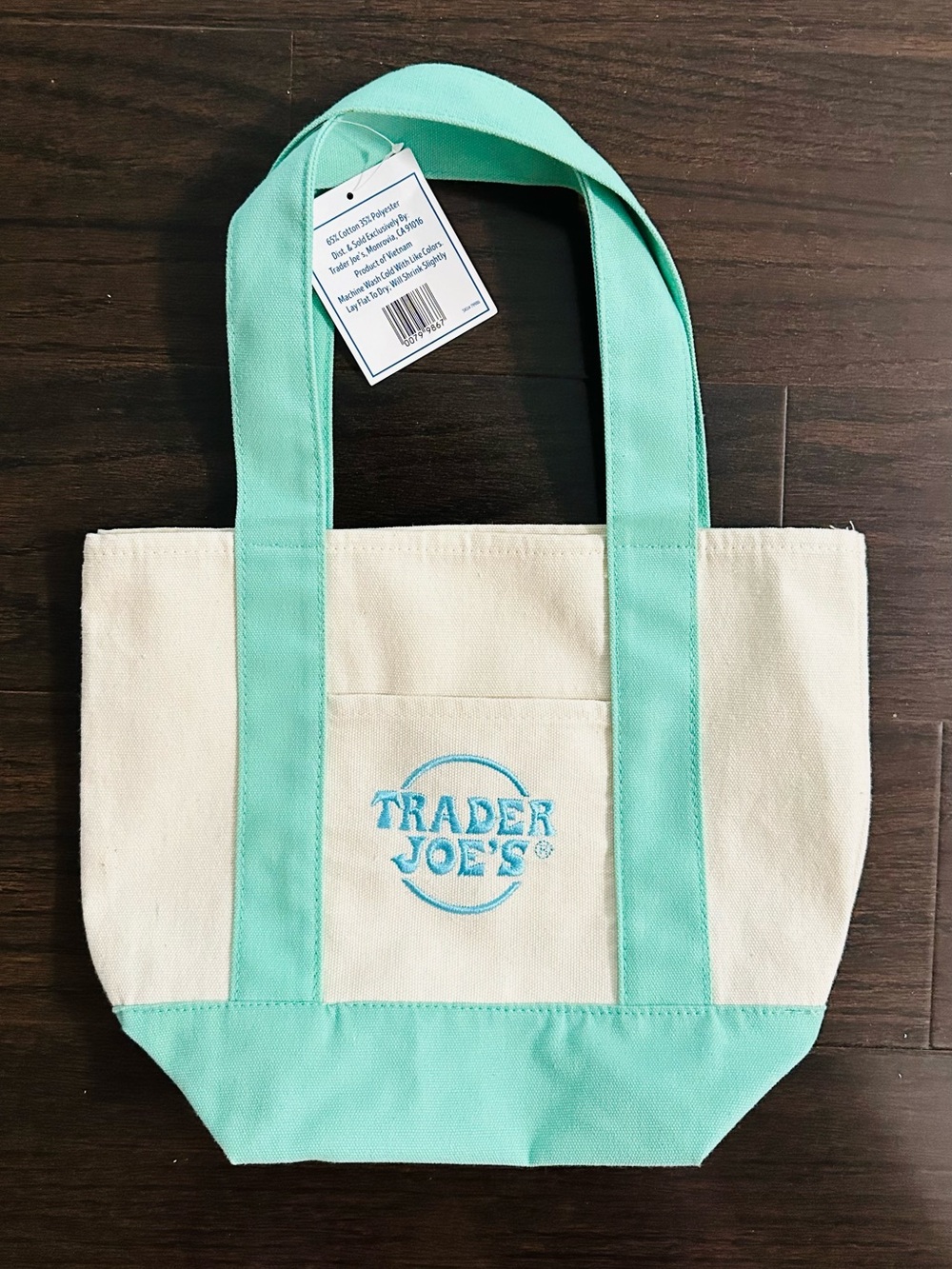 Trader Joe’s Canvas Mini Tote Bag in Mint